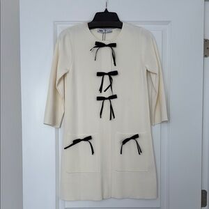 Zara: Cream Dress with Black Bow Accents